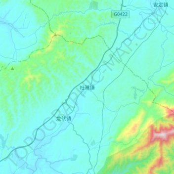 社港镇 topographic map, elevation, terrain