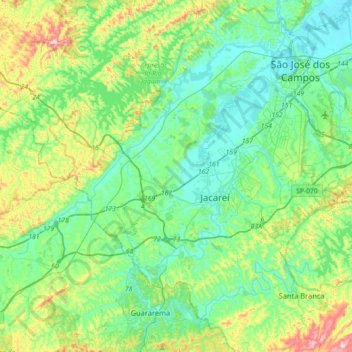 Jacareí topographic map, elevation, terrain