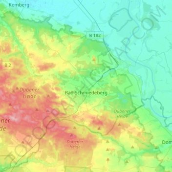Bad Schmiedeberg topographic map, elevation, terrain