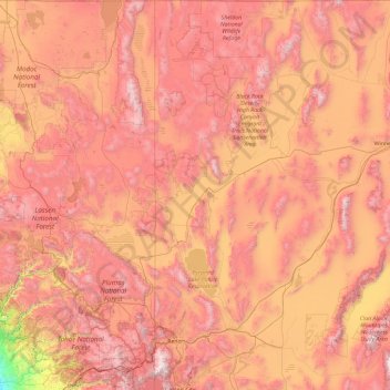 Washoe County topographic map, elevation, terrain