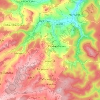 Hosenfeld topographic map, elevation, terrain