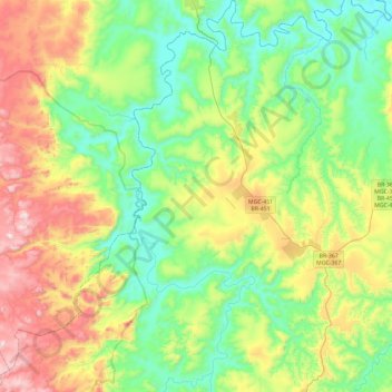 Senador Mourão topographic map, elevation, terrain