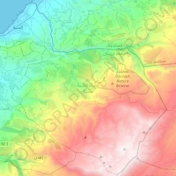 Miniyeh-Danniyeh District topographic map, elevation, terrain