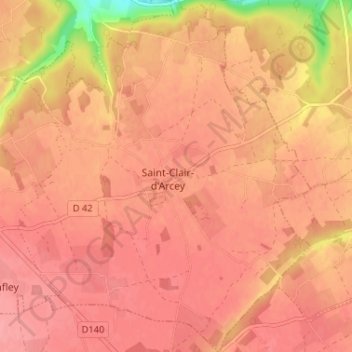 Saint-Clair-d'Arcey topographic map, elevation, terrain