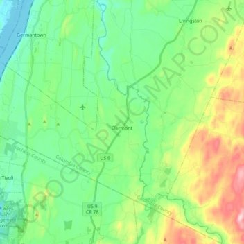 Town of Clermont topographic map, elevation, terrain