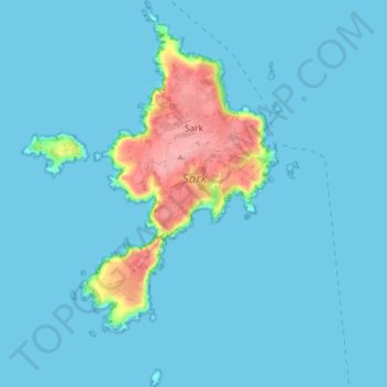 Sark topographic map, elevation, terrain