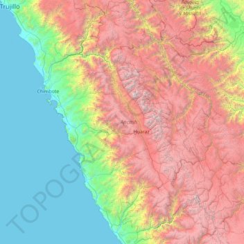 Áncash topographic map, elevation, terrain