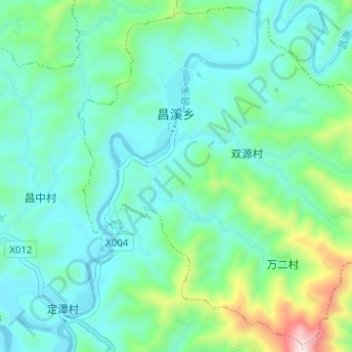 昌溪乡 topographic map, elevation, terrain