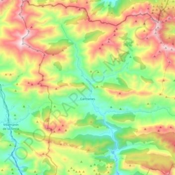 Cármenes topographic map, elevation, terrain
