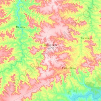 Sucupira do Norte topographic map, elevation, terrain