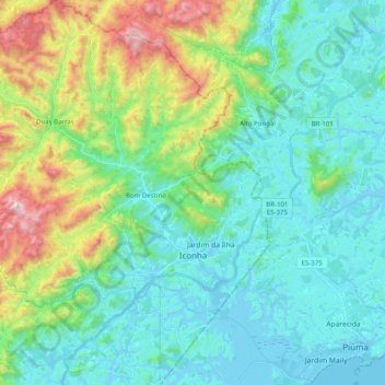 Iconha topographic map, elevation, terrain