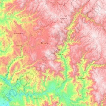 Urique topographic map, elevation, terrain