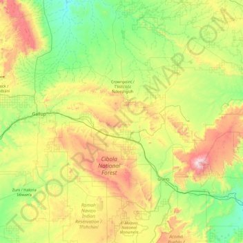 McKinley County topographic map, elevation, terrain