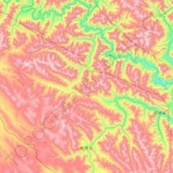 哈秀乡 topographic map, elevation, terrain