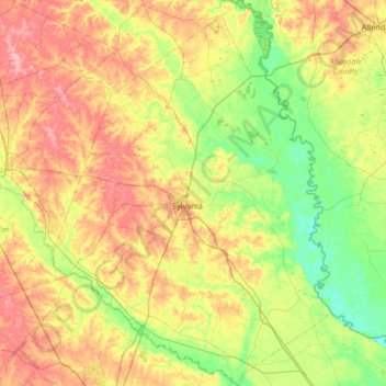 Screven County topographic map, elevation, terrain