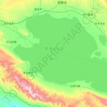 青海湖 topographic map, elevation, terrain