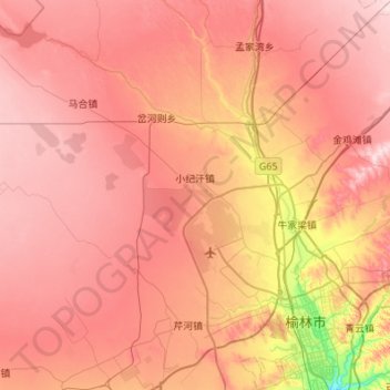 小纪汗镇 topographic map, elevation, terrain