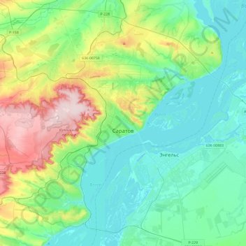 Saratow topographic map, elevation, terrain