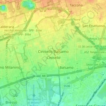 Cinisello Balsamo topographic map, elevation, terrain