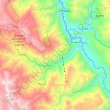 Tingo topographic map, elevation, terrain