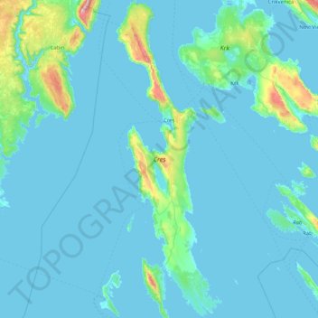 Cres topographic map, elevation, terrain