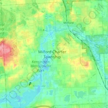 Milford Charter Township topographic map, elevation, terrain