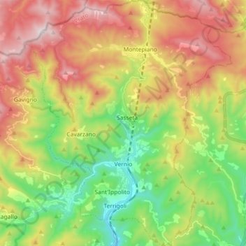 Vernio topographic map, elevation, terrain