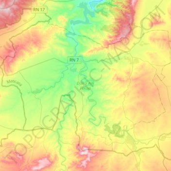 Daïra Aïn Fekan topographic map, elevation, terrain