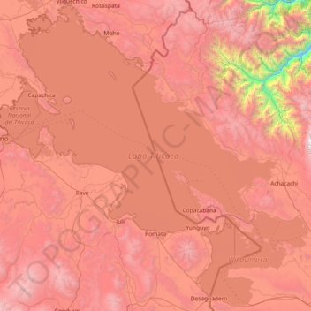 Lago Titicaca topographic map, elevation, terrain