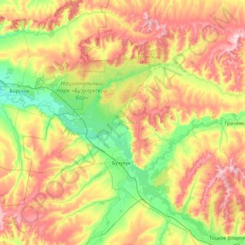 Бузулукский район topographic map, elevation, terrain