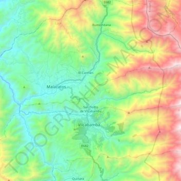 San Pedro de Vilcabamba topographic map, elevation, terrain
