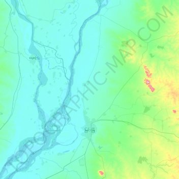 Myingyan Township topographic map, elevation, terrain