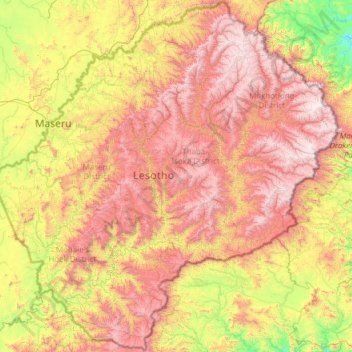 Lesotho topographic map, elevation, terrain