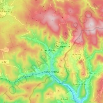 Klingenthal topographic map, elevation, terrain