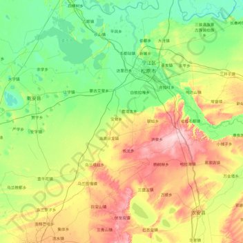 前郭尔罗斯蒙古族自治县 topographic map, elevation, terrain