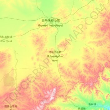 浩勒图高勒镇 topographic map, elevation, terrain