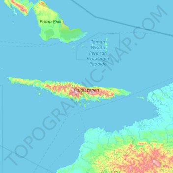 Kepulauan Yapen topographic map, elevation, terrain
