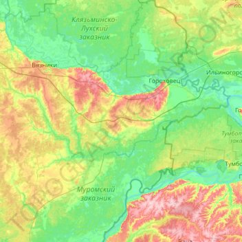 Гороховецкий район topographic map, elevation, terrain
