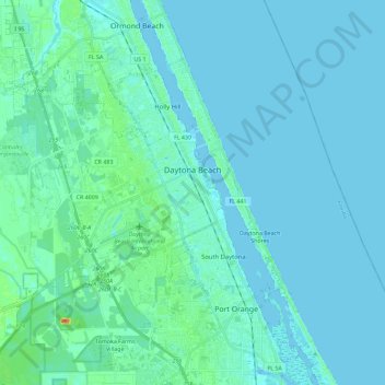 Daytona Beach topographic map, elevation, terrain