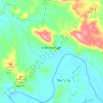 Hillsborough topographic map, elevation, terrain