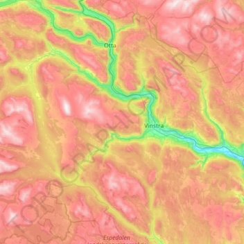 Nord-Fron topographic map, elevation, terrain