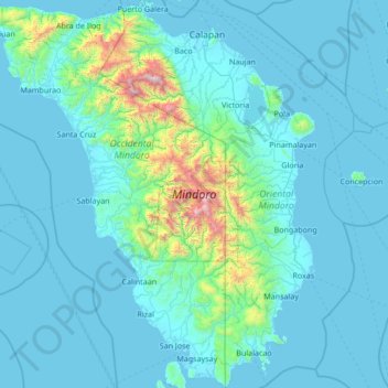 Mindoro topographic map, elevation, terrain