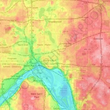 Maplewood topographic map, elevation, terrain