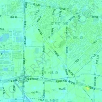 新兴街道 topographic map, elevation, terrain