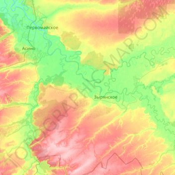 Зырянское сельское поселение topographic map, elevation, terrain