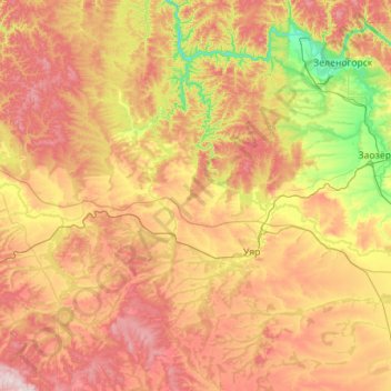 Уярский район topographic map, elevation, terrain