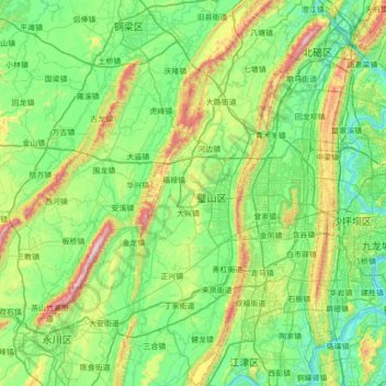 Bishan District topographic map, elevation, terrain