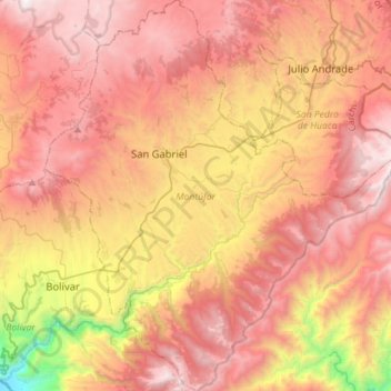 Montúfar topographic map, elevation, terrain