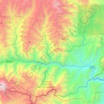 Río Verde topographic map, elevation, terrain