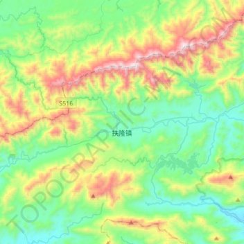扶隆镇 topographic map, elevation, terrain
